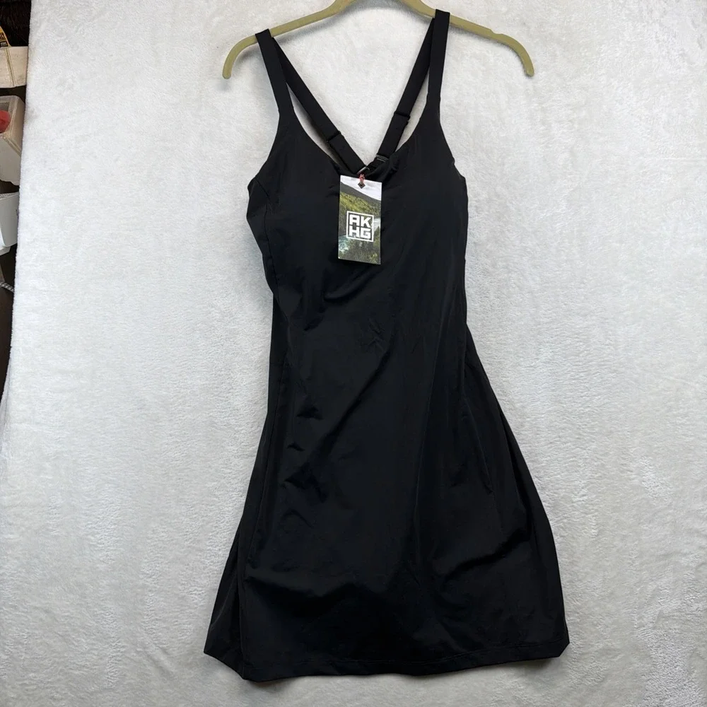 Alaskan Hardgear Womens Lost Lake Swim Dress 14 Black UPF 50 Built In Bra NWT
